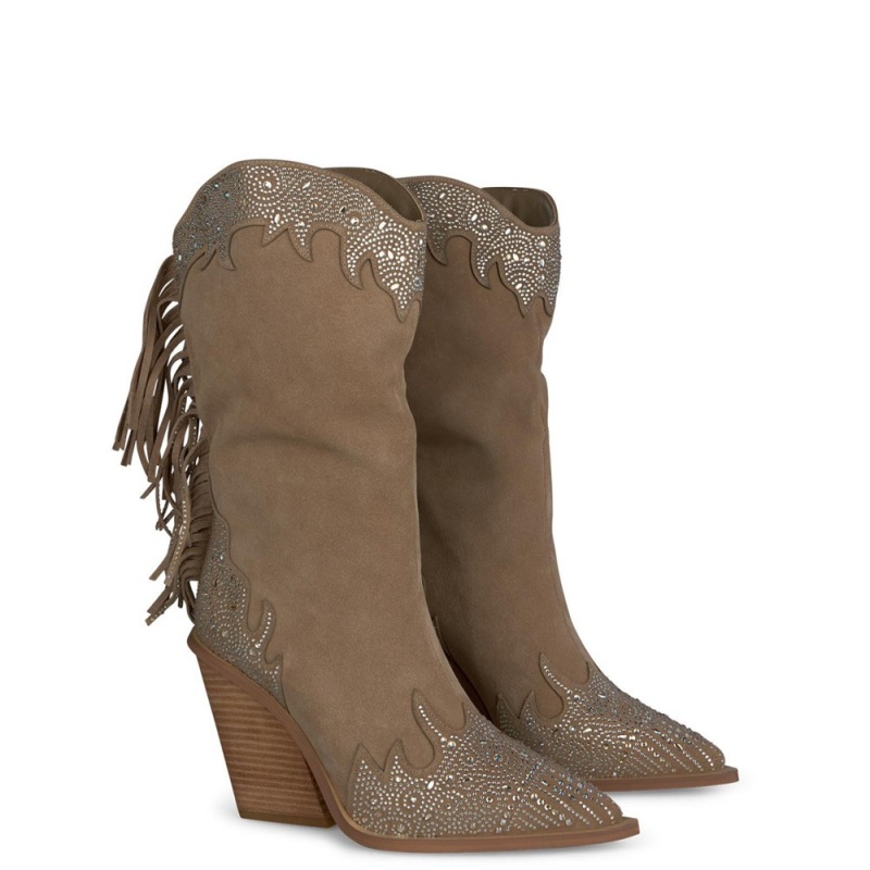 Bottes à Talons Alma En Pena Boot with fringes and rhinestones Bleu Femme | ZSK-69715061